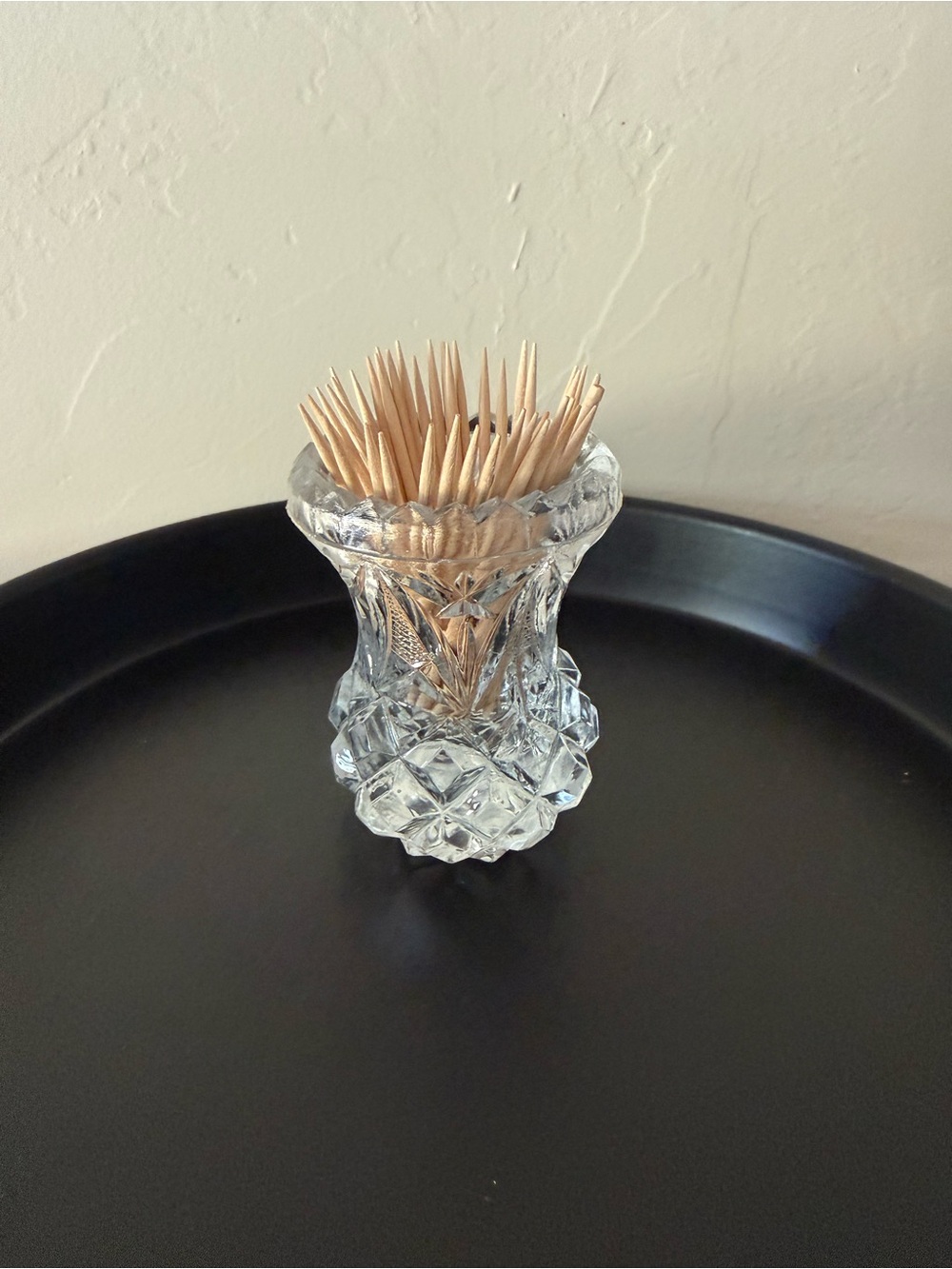 Clear Cut Crystal Toothpick Holder Bud Vase Match Holder